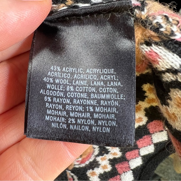 SLEEPING ON SNOW Black Wool Blend Fair Isle Sweater, S - Picture 9 of 10